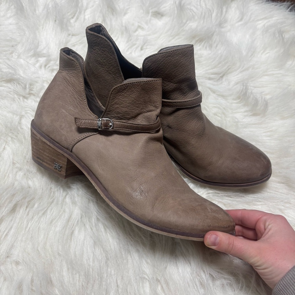 Sam Edelman “Palmer” Leather Ankle Bootie in Taupe size 8.5 Women’s - Picture 3 of 10